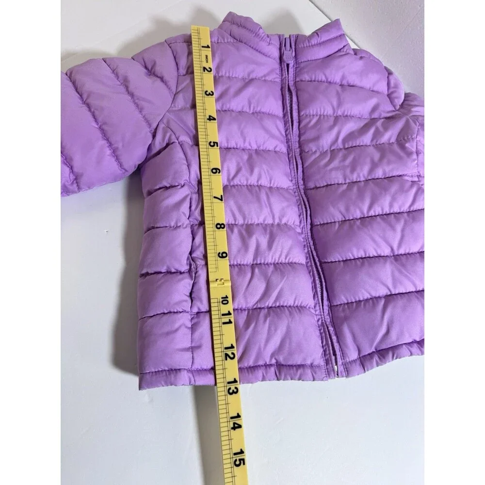 Gap Girls Puffer Jacket Purple Reversible Minnie Mouse 2T Zip Up Quilted‎